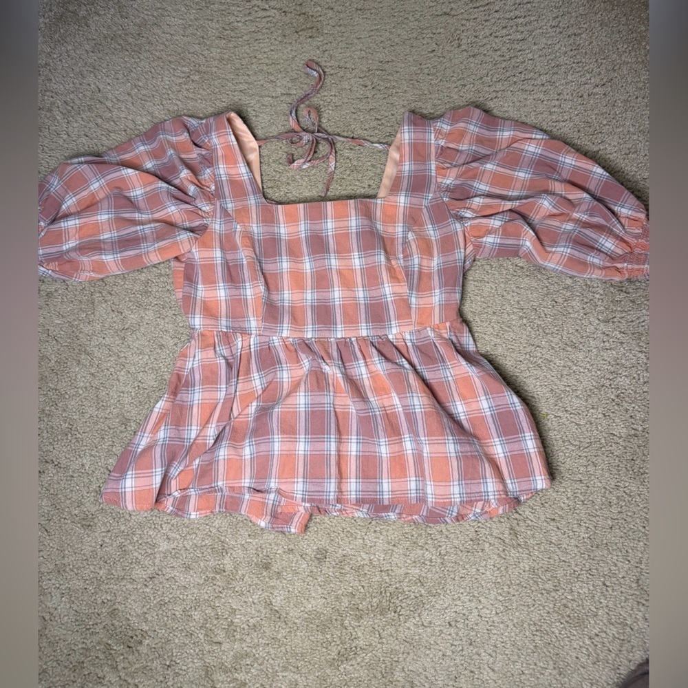 Cute Plaid Peplum Top